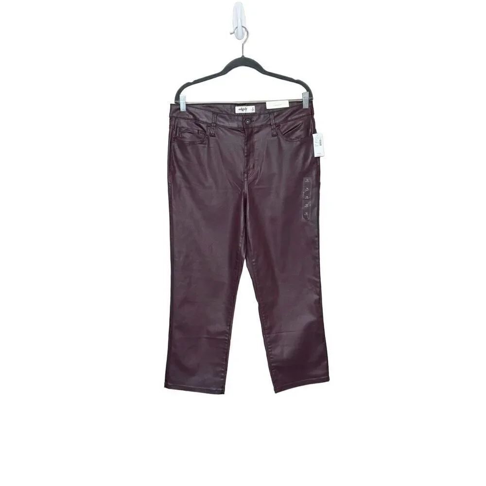 Maurices edgley NWT burgundy ankle slim straight high rise pants size 14 short